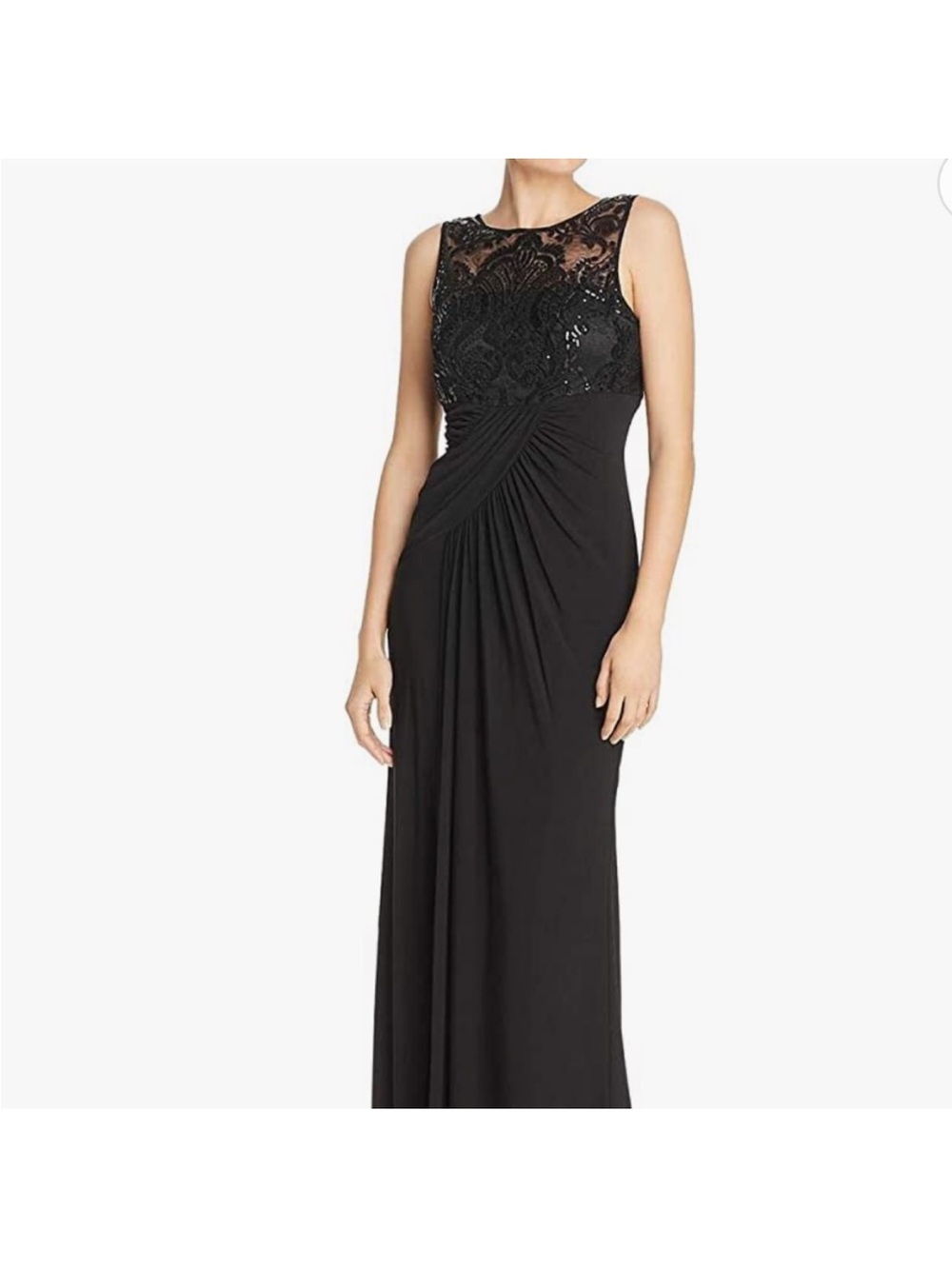Eliza J black draped elegant gown